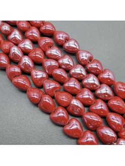 Бусина Сердце из керамики, гранатовый, 12*12.5 мм, шт