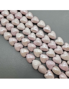 Бусина Сердце из керамики, розовая пудра, 12*12.5 мм, шт