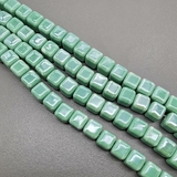 Бусина Квадрат из керамики, зеленый, 9 мм, шт