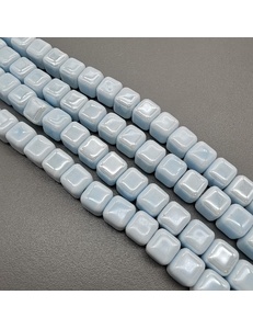 Бусина Квадрат из керамики, бело-голубой, 9 мм, шт