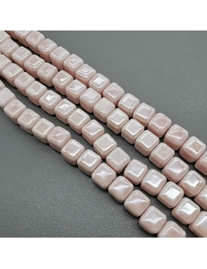 Бусина Квадрат из керамики, розовая пудра, 9 мм, шт