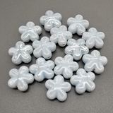 Бусина Цветок из керамики, бело-голубой, 18 мм, шт
