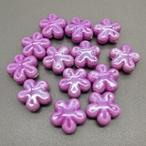 Бусина Цветок из керамики, фиолетовый, 18 мм, шт