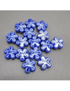 Бусина Цветок из керамики, синий, 18 мм, шт