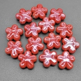 Бусина Цветок из керамики, красный, 18 мм, шт