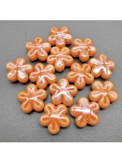 Бусина Цветок из керамики, оранжевый, 18 мм, шт