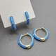 Серьги-кольца, с голубой эмалью, 22*4 мм, позолота, родий