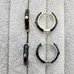Серьги-кольца, с черной эмалью, 22*4 мм, позолота, родий