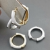 Серьги-кольца, с белой эмалью, 22*4 мм, позолота, родий