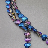 Бусина Сердце стеклянная, фиолетово-синий, 9*10 мм