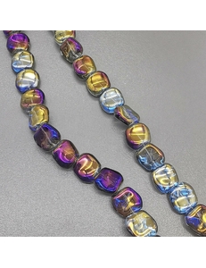 Бусина Квадрат-волной стеклянная, золотистый фиолет, 10 мм