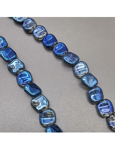 Бусина Квадрат-волной стеклянная, синий, 10 мм