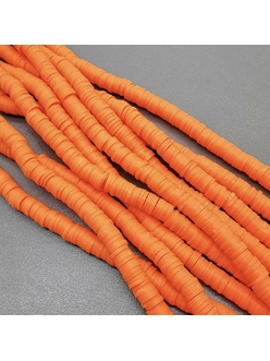 Бусины Рондели, силикон, ярко-оранжевый, 6*1 мм