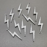 Подвеска Молния с фианитами, 27*7 мм, родий