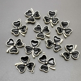 Подвеска Трилистник, с черной эмалью, 15*17 мм, позолота