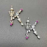 Бусина Буква K с фианитами, 27*16 мм, позолота, родий