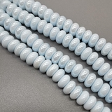 Бусина Рондель из керамики, бело-голубой, 9.5*5 мм, шт