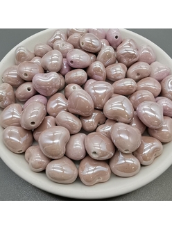 Бусина Сердце из керамики, темно розовый, 17*15 мм, шт