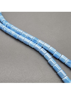 Бусина цилиндр из керамики, голубой, 7*6.5 мм, шт