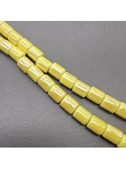 Бусина цилиндр из керамики, желтый, 7*6.5 мм, шт
