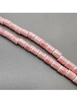 Бусина цилиндр из керамики, розовый, 7*6.5 мм, шт