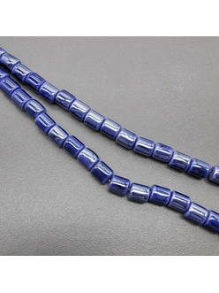 Бусина цилиндр из керамики, синий, 7*6.5 мм, шт