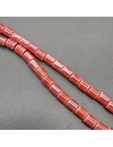 Бусина цилиндр из керамики, красный, 7*6.5 мм, шт