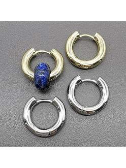 Серьги кольца, 22*4 мм, позолота, родий