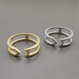 Кольцо с фианитами, 6*22 мм, позолота, родий