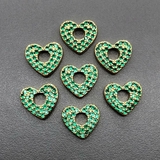 Подвеска Сердце с зелеными фианитами, 13*3 мм, позолота