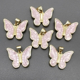 Подвеска Бабочка, с Розовой эмалью, 17*20 мм, позолота