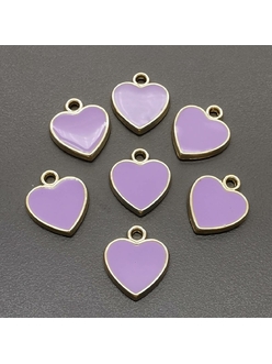 Подвеска Сердце с фиолетовой эмалью, 10*11.5 мм, позолота