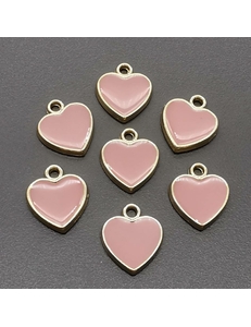 Подвеска Сердце с розовой эмалью, 10*11.5 мм, позолота