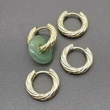 Серьги кольца рифленые, 20*3.5 мм, позолота