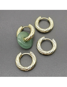 Серьги кольца рифленые, 20*3.5 мм, позолота