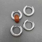 Серьги кольца рифленые, 20*4 мм, родий