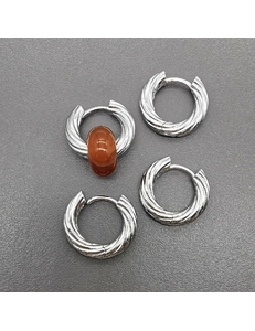 Серьги кольца рифленые, 20*3.5 мм, родий