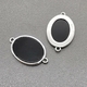 Коннектор Овал с черной керамикой, 22.4*14 мм, родий