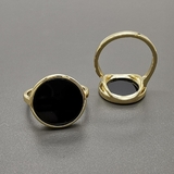 Кольцо Круг с черной керамикой, 16 мм, позолота