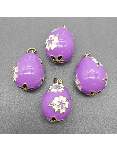 Подвеска Яйцо кулон с фиолетовой эмалью, 15.5*22 см, позолота