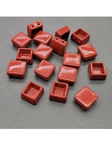 Бусина Квадрат с красной эмалью, 7.5*8 мм, тип 2