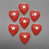 Подвеска Сердце с красной эмалью и фианитом, 11*13.5 мм, позолота