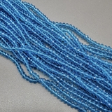 Бусина стеклянная рондель, граненная, голубой, 3*4 мм