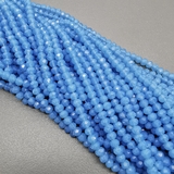 Бусина стеклянная рондель, граненная, лазурный, 3*4 мм