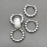 Серьги кольца шарики, 20*4 мм, родий