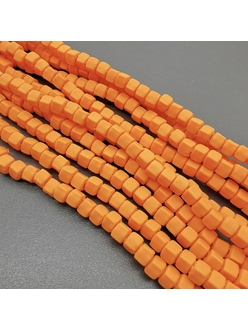 Бусины Квадрат, силикон, оранжевый, 4.5 мм