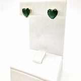 Серьги Сердце, зеленый, 8 мм, позолота