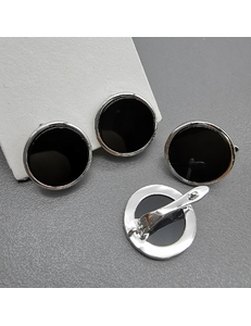 Швензы Круг с черной керамикой, 16 мм, родий