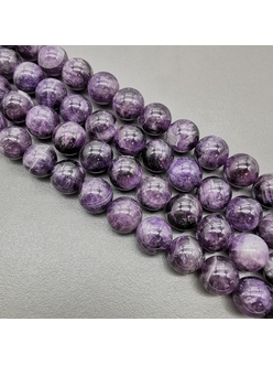 Бусина Аметист фиолетовый, темный, гладкий, 12 мм