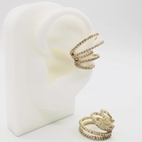 Кафф серьги с фианитами, 13*21 мм, позолота, шт